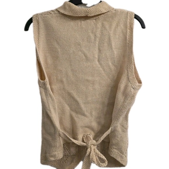 RALPH LAUREN WOMENS  HAND KNIT CARDIGAN SWEATER BEIGE EMBROIDERED COTTON MEDIUM - Picture 5 of 9